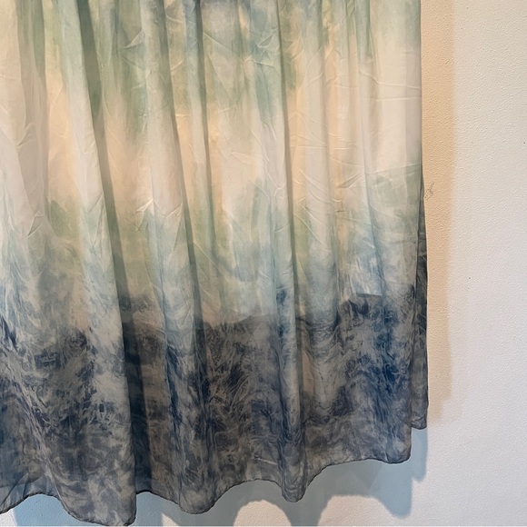 Soft Surroundings Watercolor Blue Green Midi Skirt Pullon Size Large Ombré - Picture 9 of 9